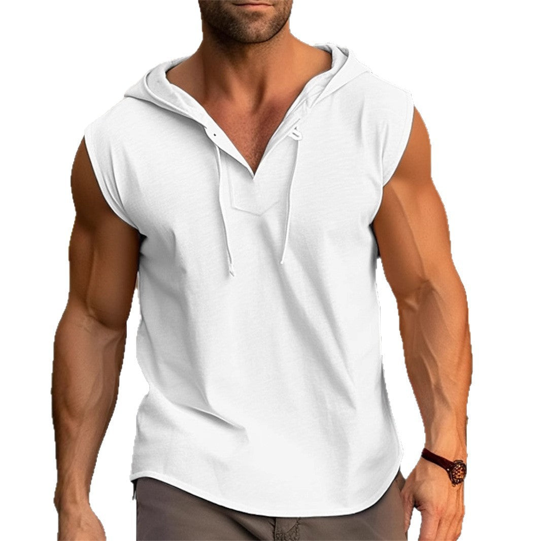 Men's Sleeveless Training Vest with Hood and Drawstring 7
