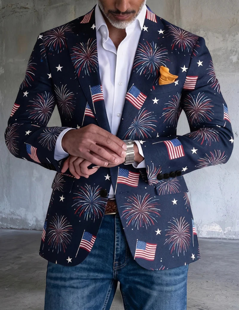 Men's Slim Fit Party Blazer with Printed Finish 0