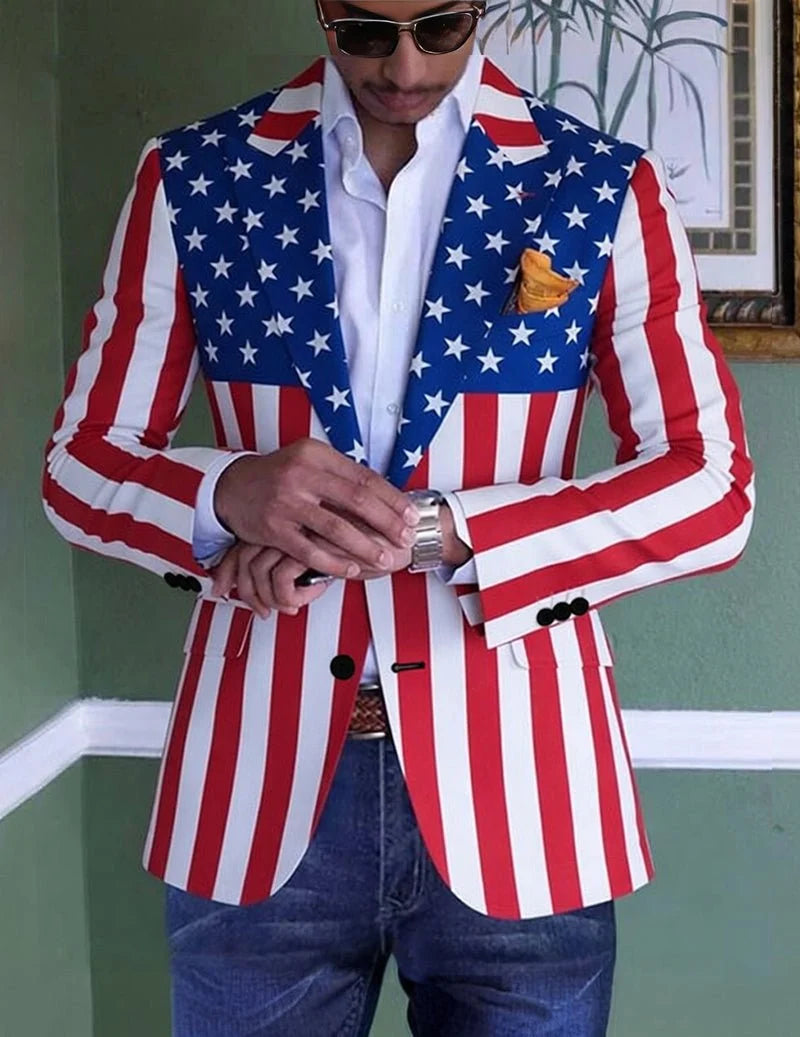 Men's Slim Fit Printed Blazer with Structured Lapels 2