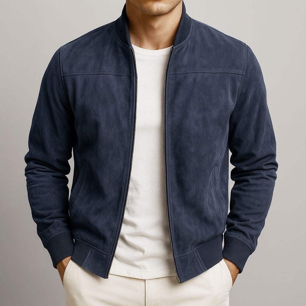 Men's Slim Suede Bomber Jacket | Lightweight Transitional Layer 4