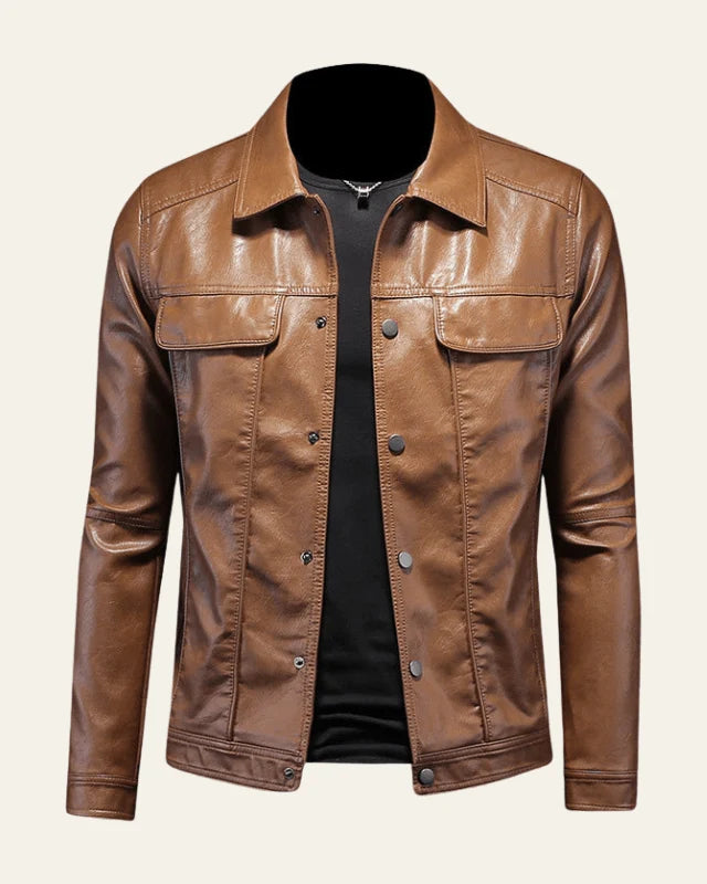 Men's Snap-Front Biker Jacket | Regular Fit Casual Layer 0