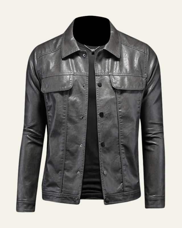 Men's Snap-Front Biker Jacket | Regular Fit Casual Layer 2