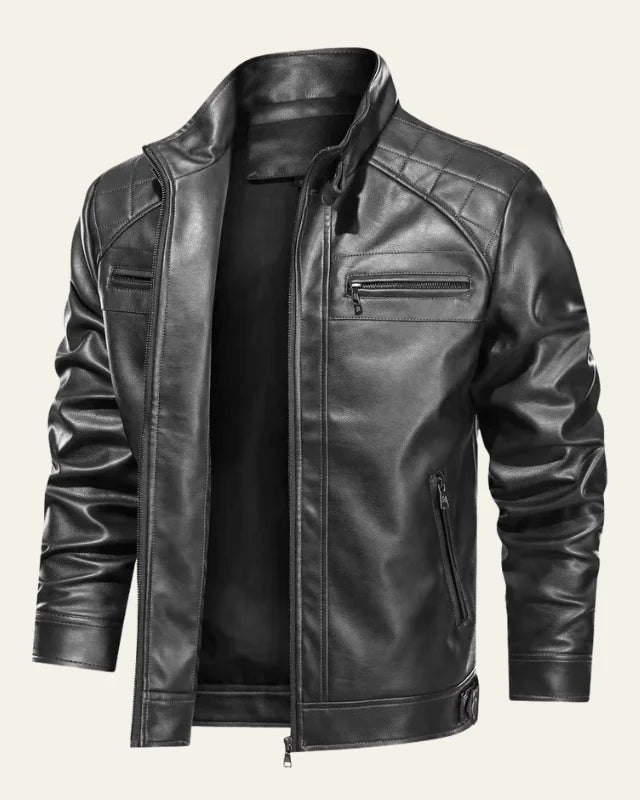 Men's Stand-Collar Biker Jacket | Zip-Up Casual Layer 1