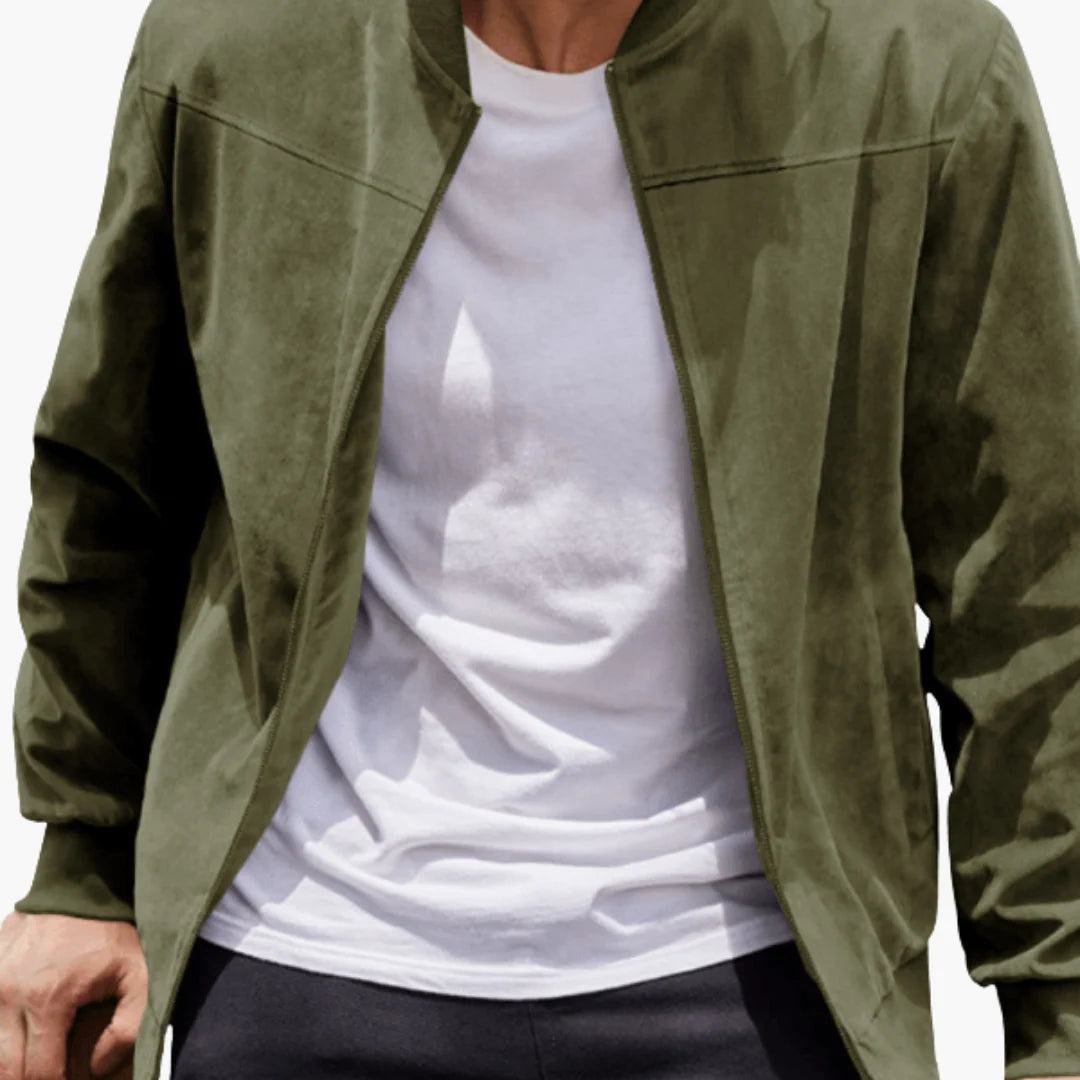 Men's Suede Bomber Jacket | Casual Zip-Up Layer for Everyday Wear 1