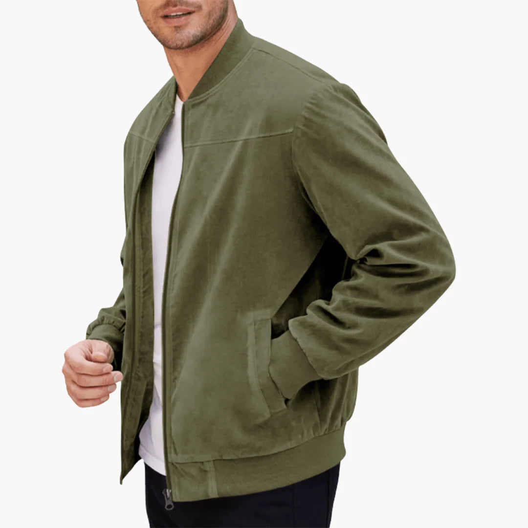 Men's Suede Bomber Jacket | Casual Zip-Up Layer for Everyday Wear 4