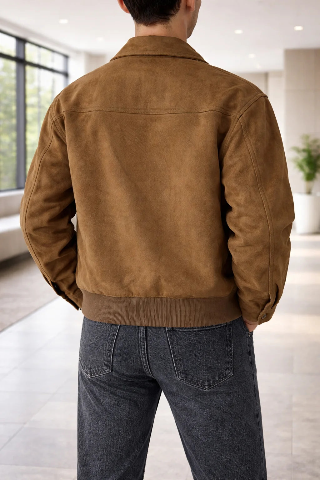 Men's Suede Leather Jacket | Zip Front Casual Outerwear 2
