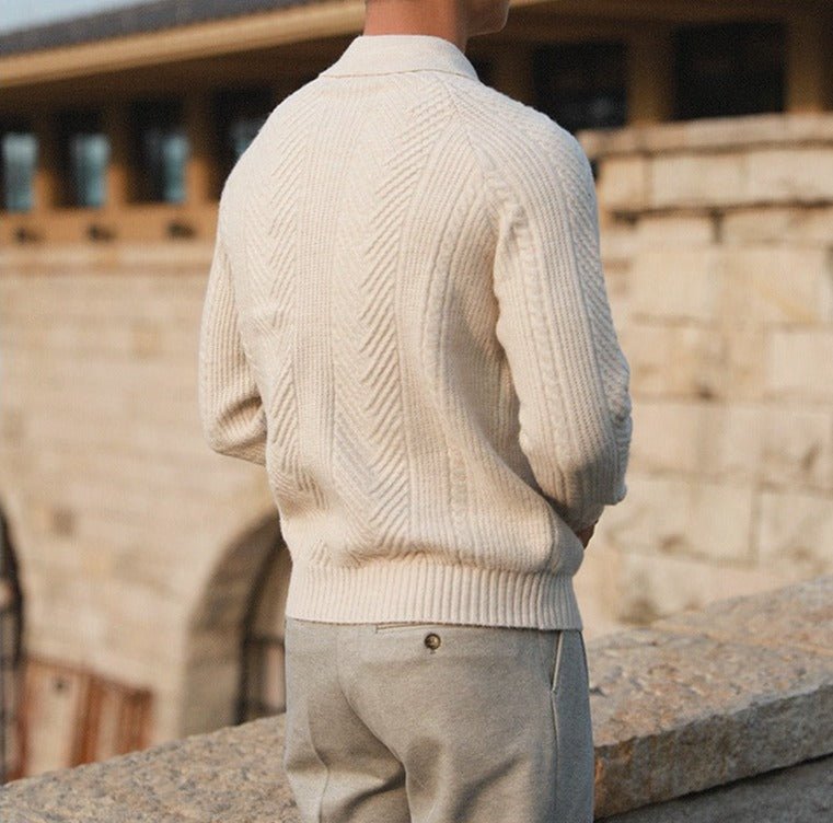 Men's Sweater | Knitted Textured Design with Collar for Smart-Casual Wear 3