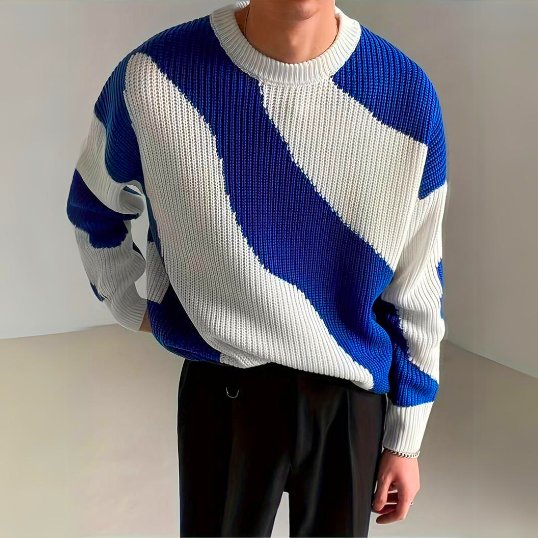 Men's Sweater | Relaxed Fit Color Block Knit for Everyday Style 0