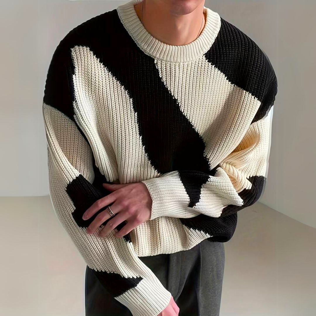 Men's Sweater | Relaxed Fit Color Block Knit for Everyday Style 2