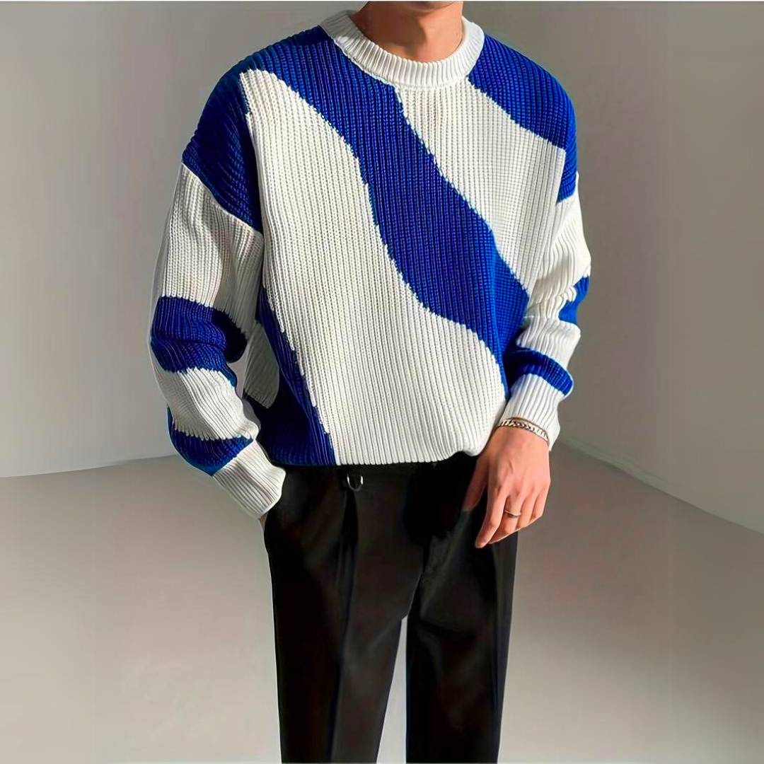 Men's Sweater | Relaxed Fit Color Block Knit for Everyday Style 3