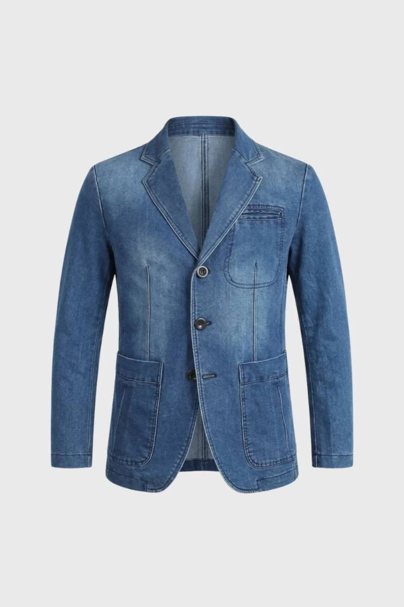 Men's Tailored Blazer with Patch Pockets and Button Front 0