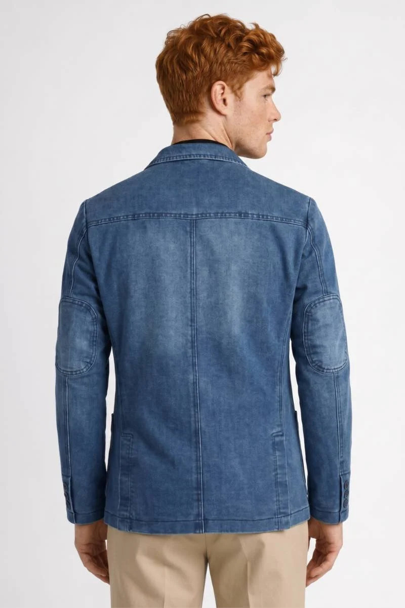 Men's Tailored Blazer with Patch Pockets and Button Front 3