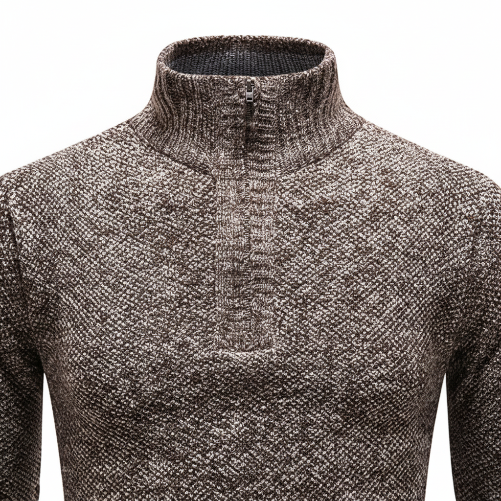Men's Textured Half-Zip Sweater with High Collar 7