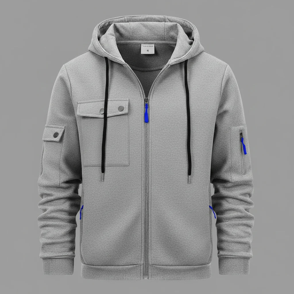 Men's Utility Jacket | Hooded Zip-Up with Multi Pockets 0