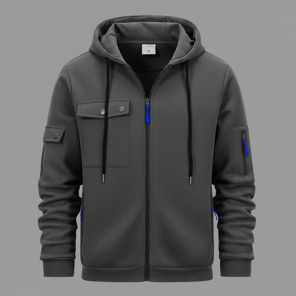 Men's Utility Jacket | Hooded Zip-Up with Multi Pockets 1