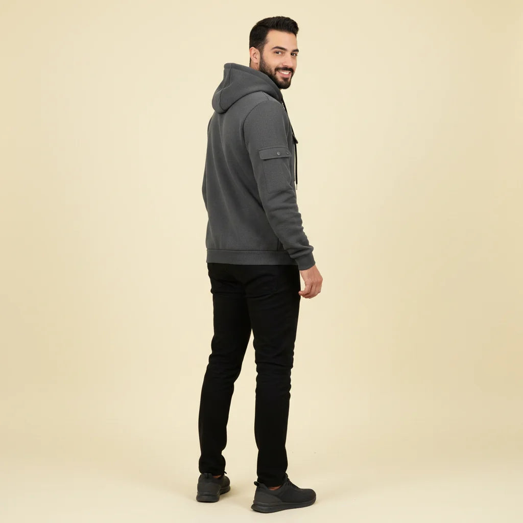 Men's Utility Jacket | Hooded Zip-Up with Multi Pockets 7