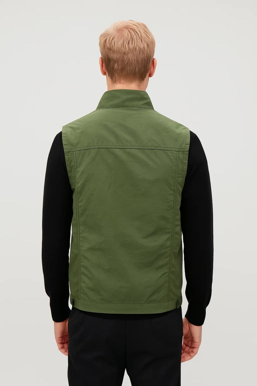 Men's Utility Vest with Stand-Up Collar and Front Zipper 2