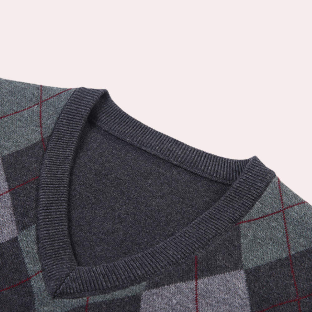 Men's V-Neck Knitted Pullover Vest | Fitted Sleeveless Layering 5