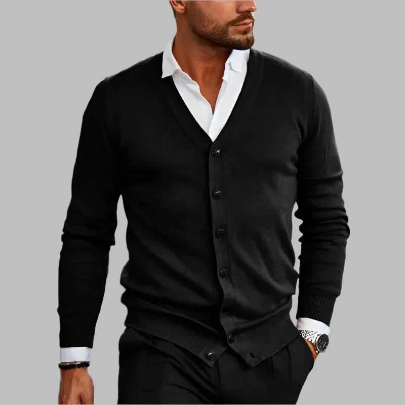 Men's V Neck Button-Up Knit Cardigan | Lightweight Layering Sweater 0