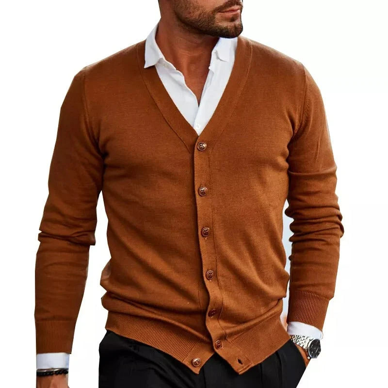 Men's V Neck Button-Up Knit Cardigan | Lightweight Layering Sweater 3