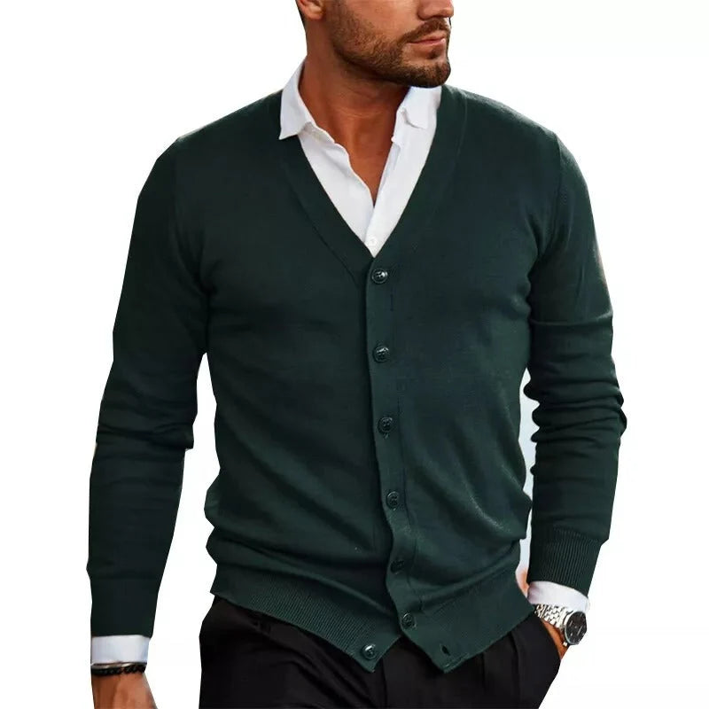 Men's V Neck Button-Up Knit Cardigan | Lightweight Layering Sweater 4