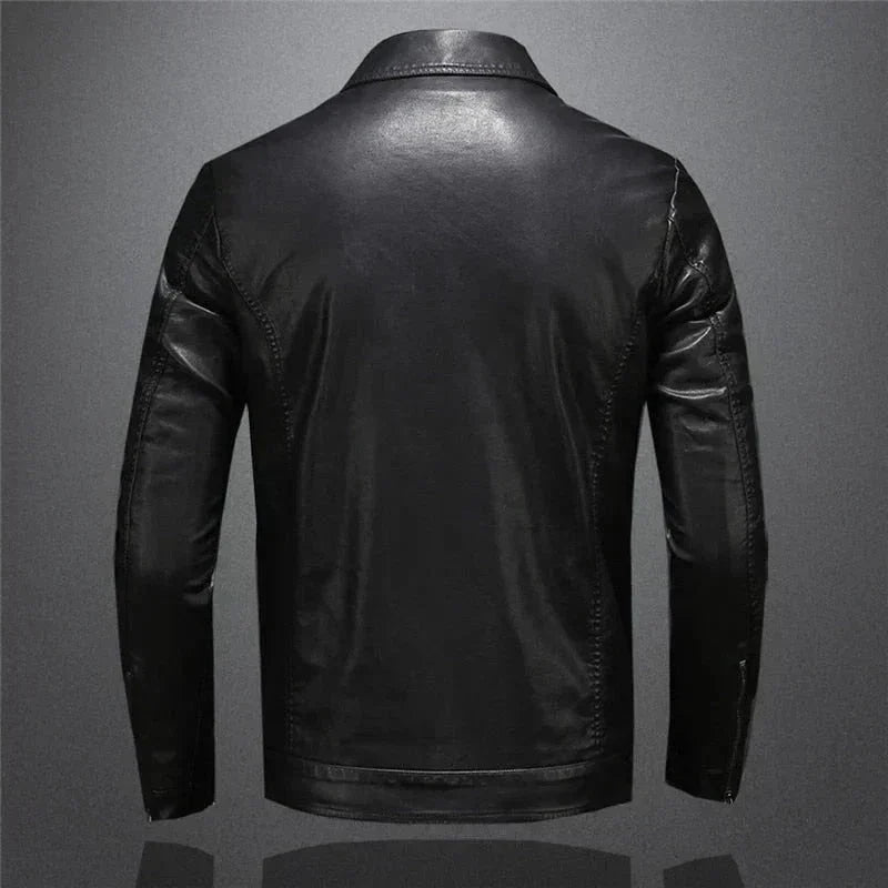 Men's Vegan Leather Jacket | Modern Collared Urban Layer 3
