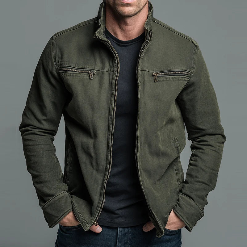 Men's Vintage Zip Jacket | Stand-Collar Everyday Outerwear 0