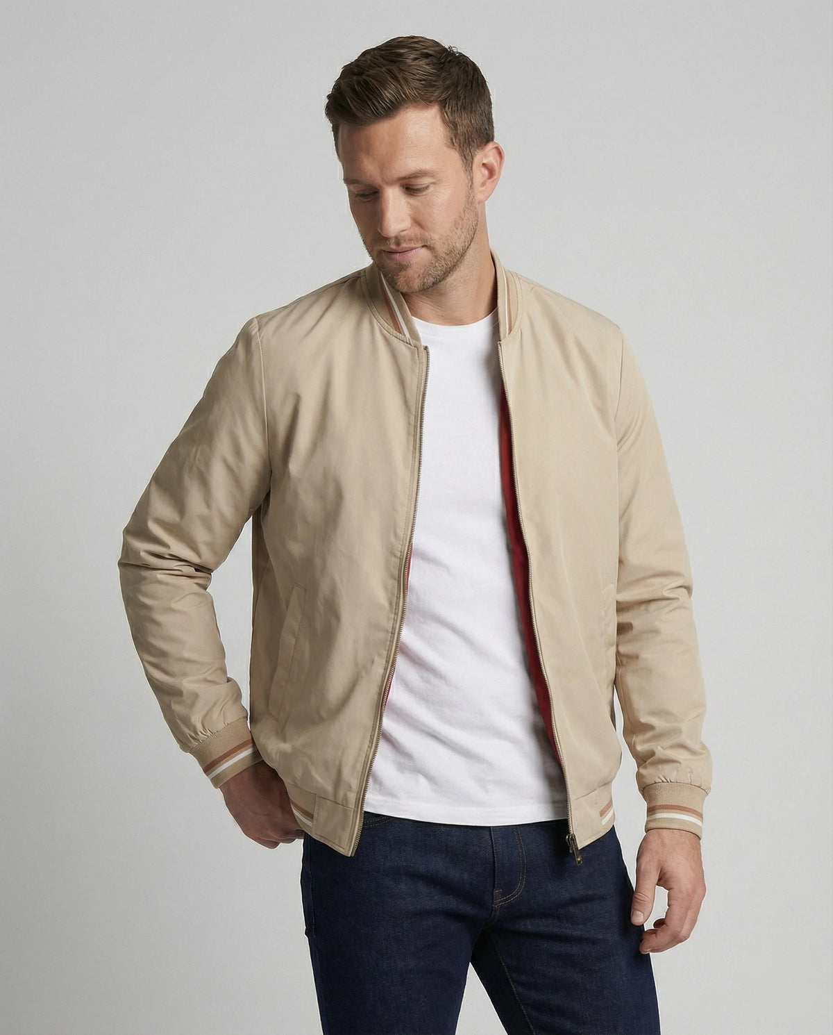 Men's Water-Resistant Nylon Bomber Jacket | Lightweight Breathable Layer 0