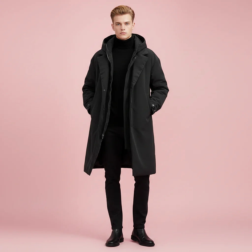 Men's Waterproof Hooded Trench Coat | Long Weather-Resistant Layer 2