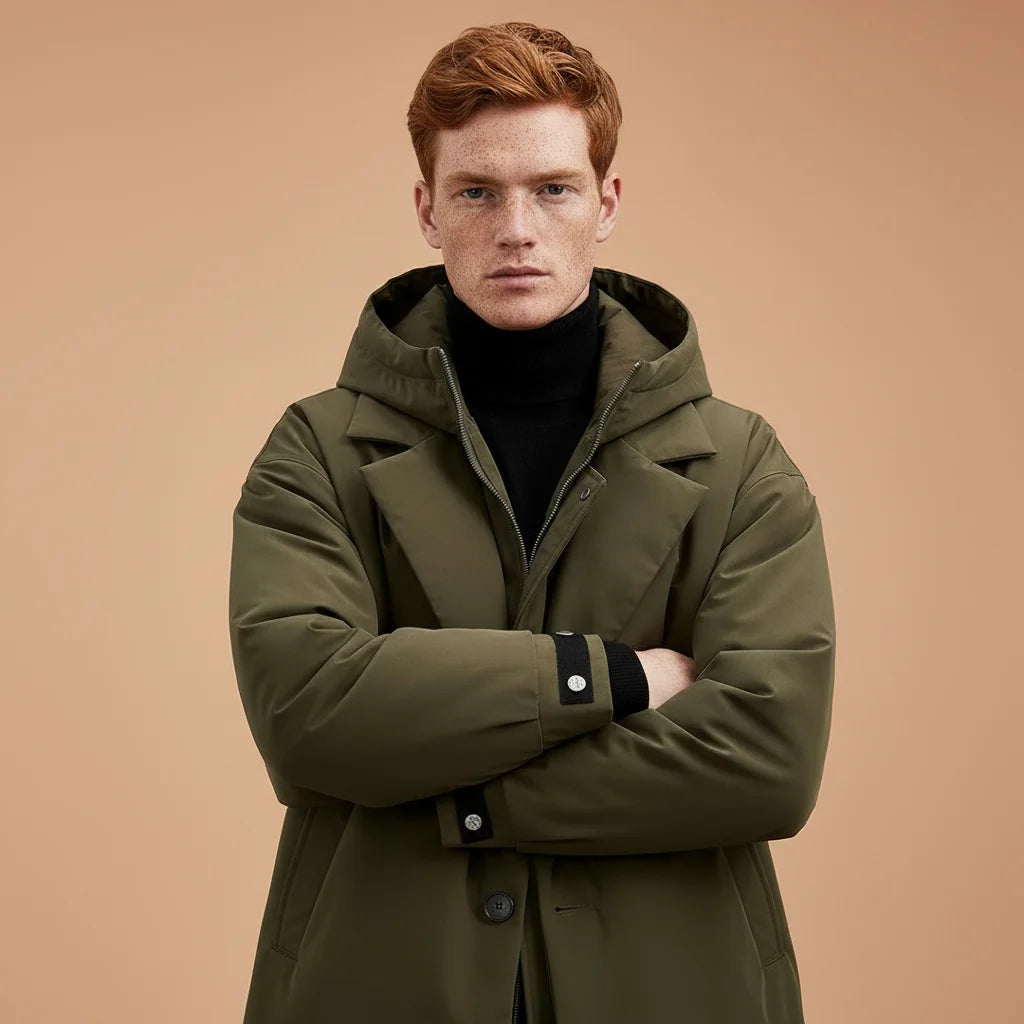 Men's Waterproof Hooded Trench Coat | Long Weather-Resistant Layer 3