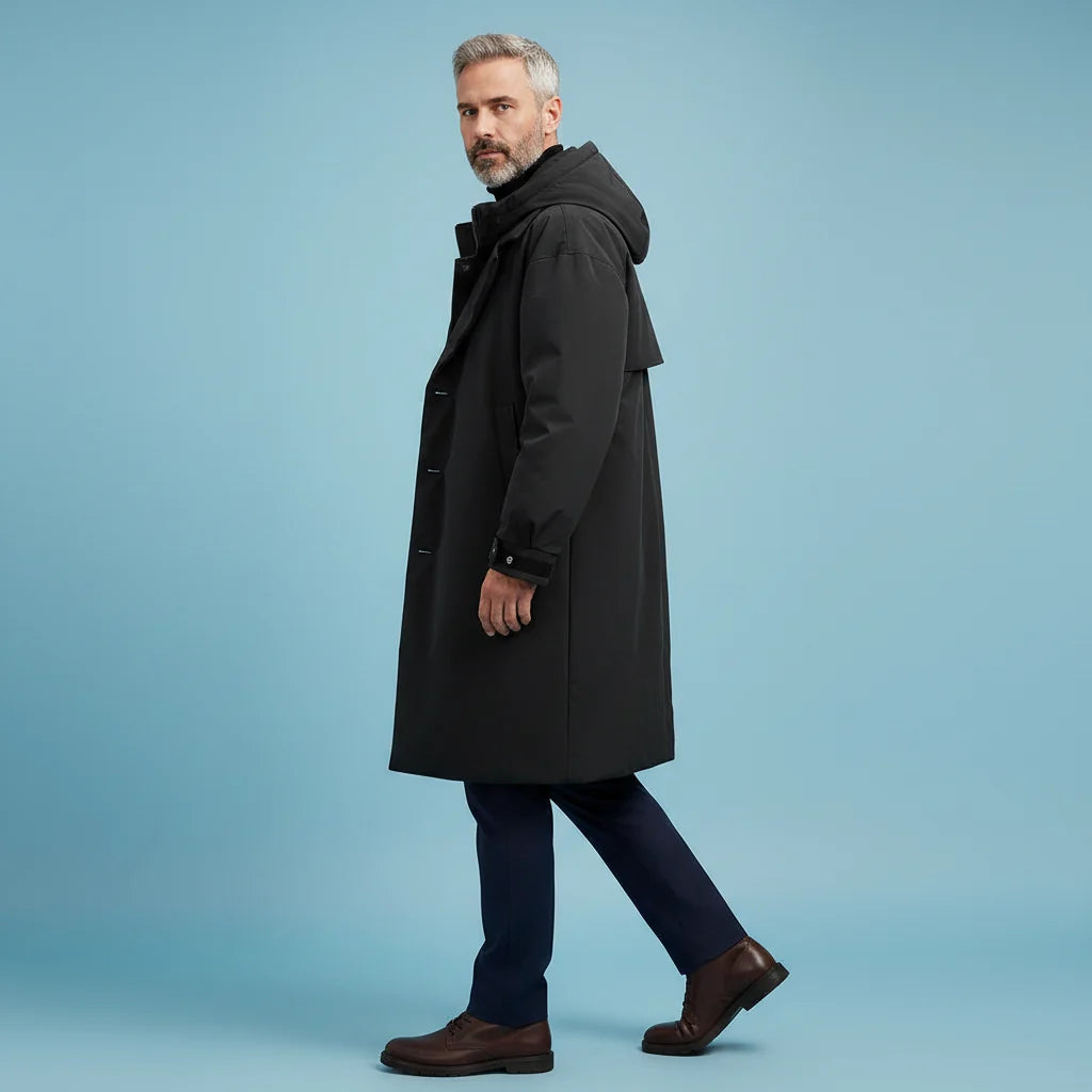 Men's Waterproof Hooded Trench Coat | Long Weather-Resistant Layer 5