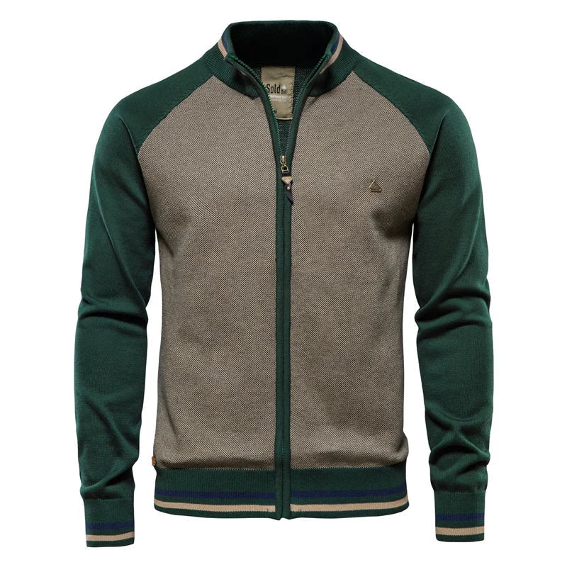 Men's Zip Up Cardigan | Lightweight Two-Tone Layering Jacket 0